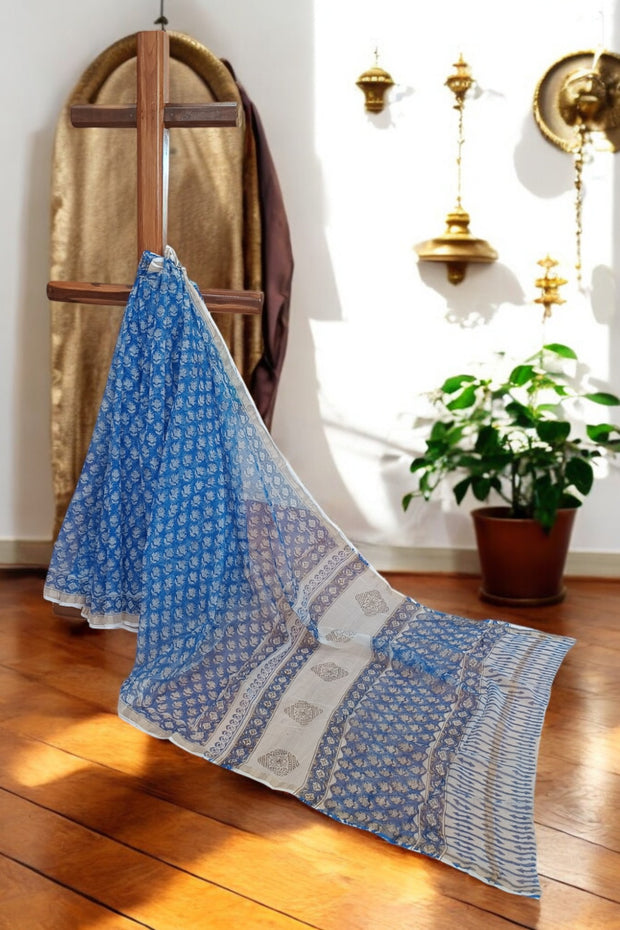 AakashShweta Handblock Kota Cotton Saree