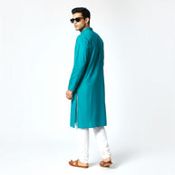 Teal Blue Chikankari Cotton Kurta