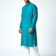 Teal Blue Chikankari Cotton Kurta