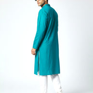 Teal Blue Chikankari Cotton Kurta