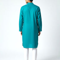 Teal Blue Chikankari Cotton Kurta