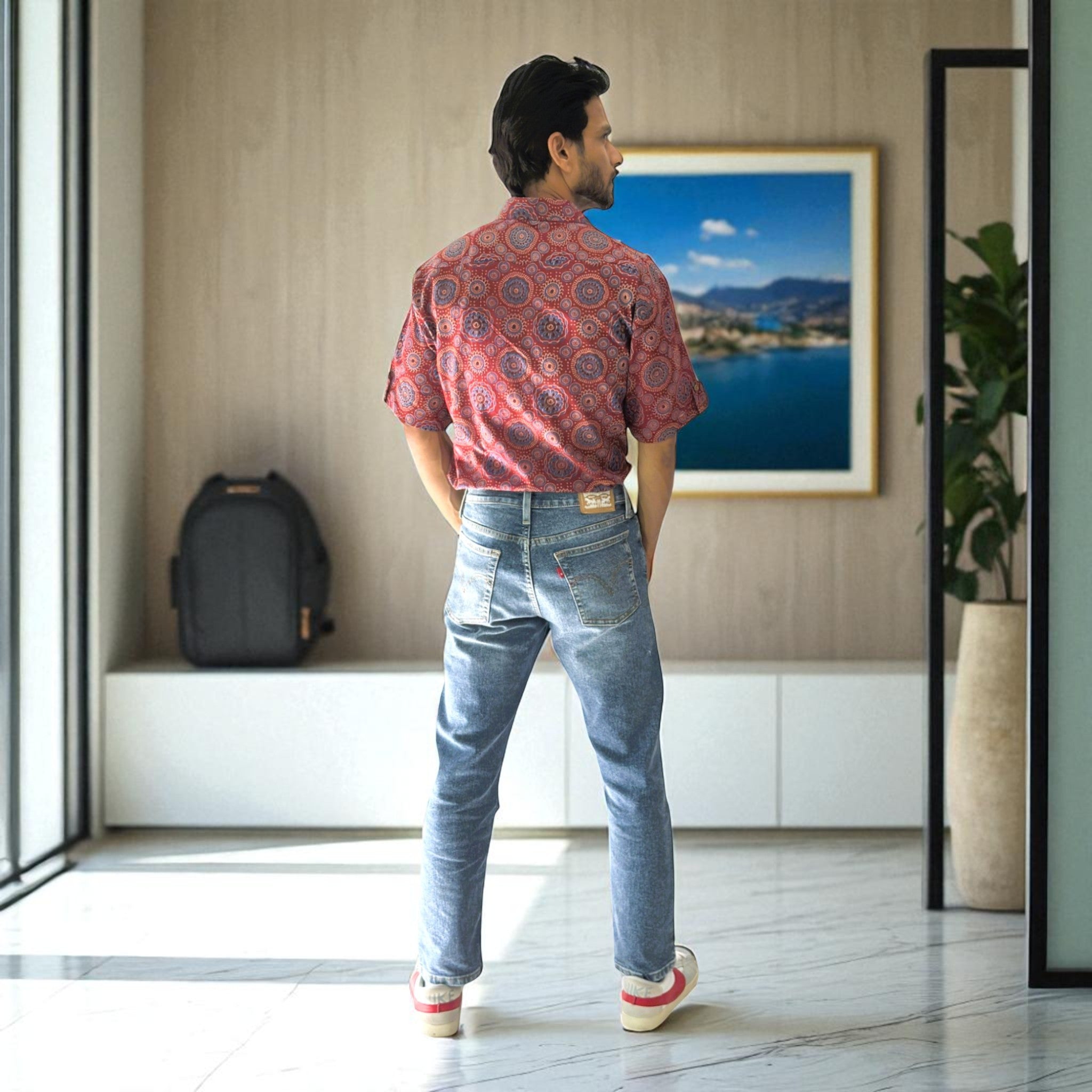 Artsy Hand Block Print Mens Shirt