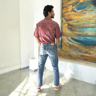 Maroon AjrakhVibe Cotton Shirt