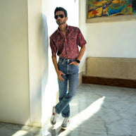 Maroon AjrakhVibe Cotton Shirt