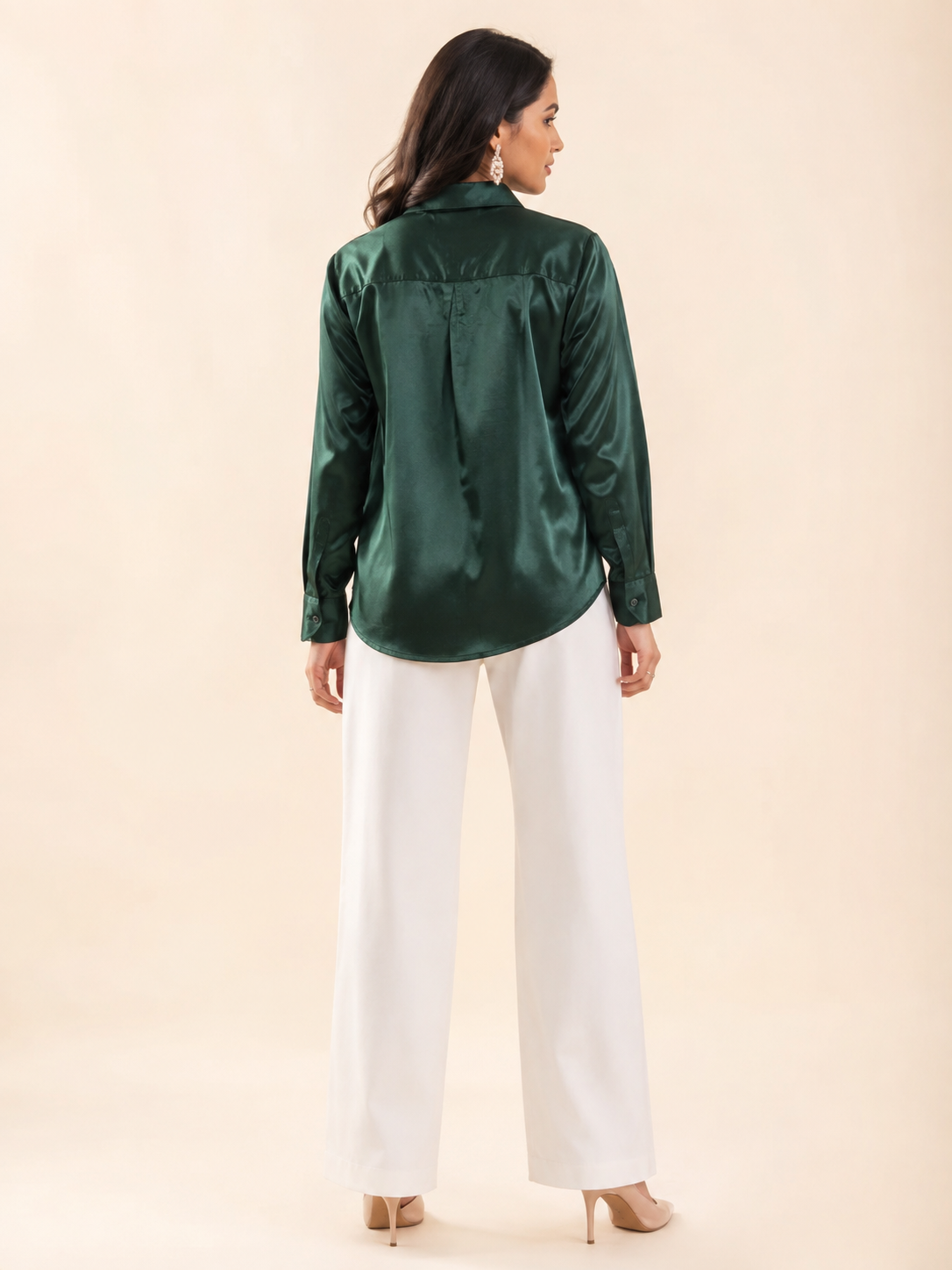 Bottle Green Mashru Silk Shirt