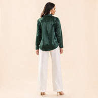 Bottle Green Mashru Silk Shirt