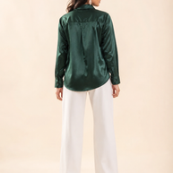 Bottle Green Mashru Silk Shirt