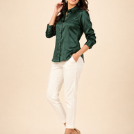 Bottle Green Mashru Silk Shirt