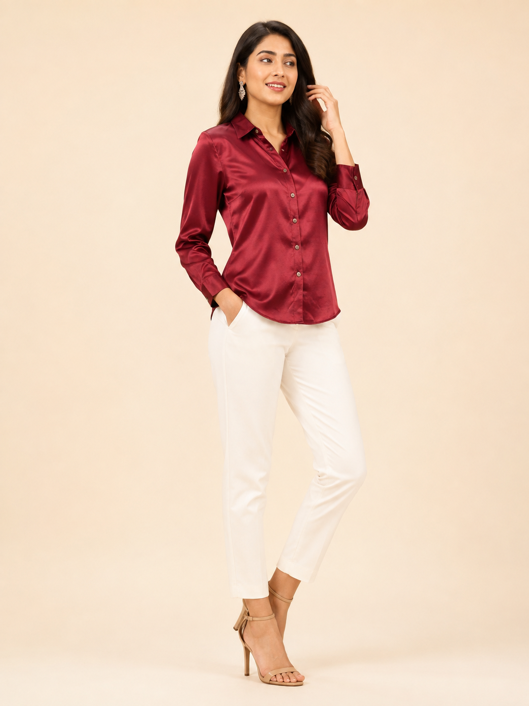 Maroon Mashru Silk Shirt