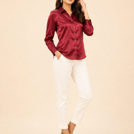 Maroon Mashru Silk Shirt