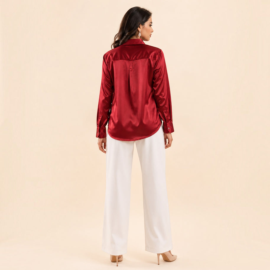 Maroon Mashru Silk Shirt