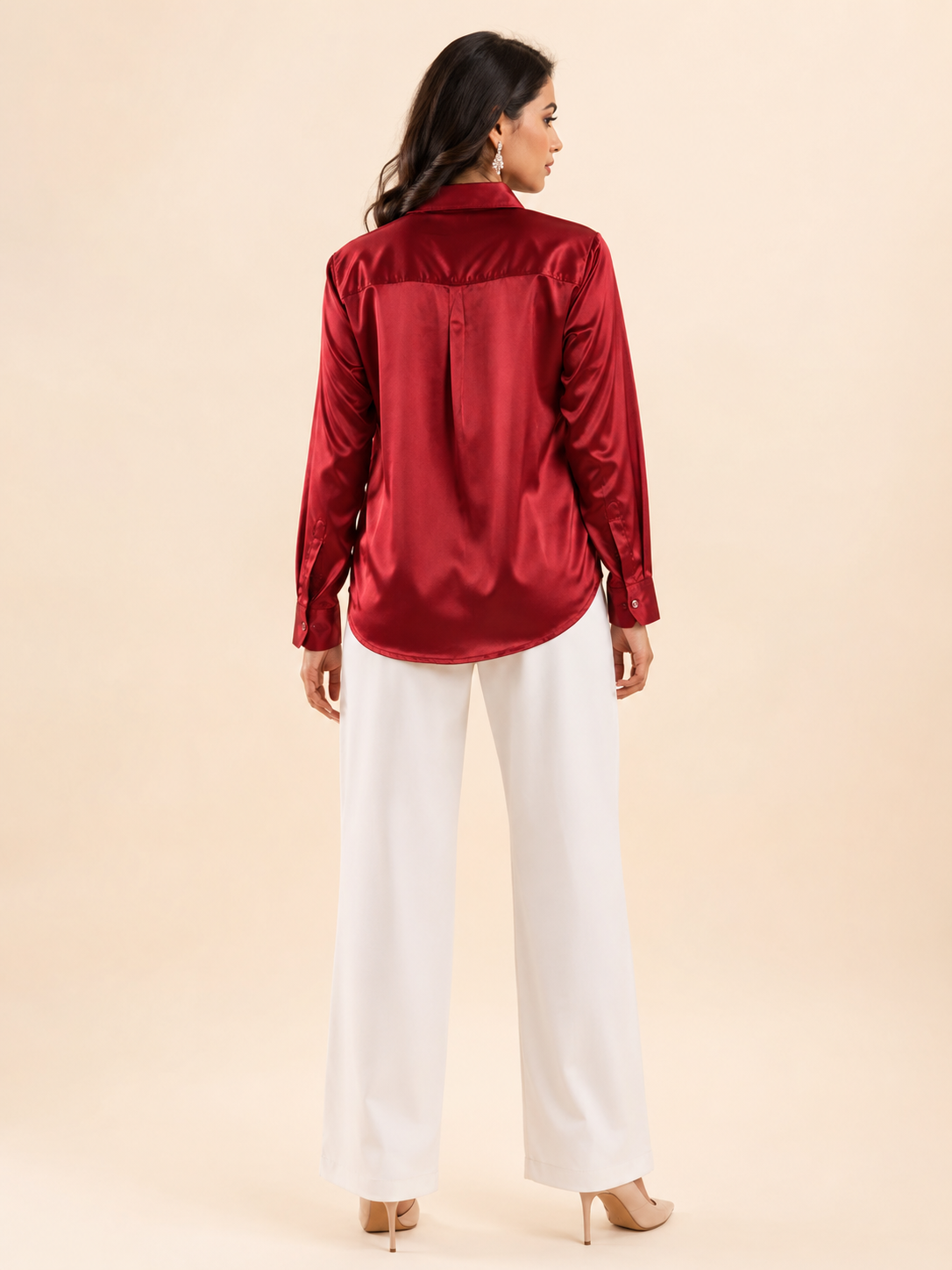 Maroon Mashru Silk Shirt