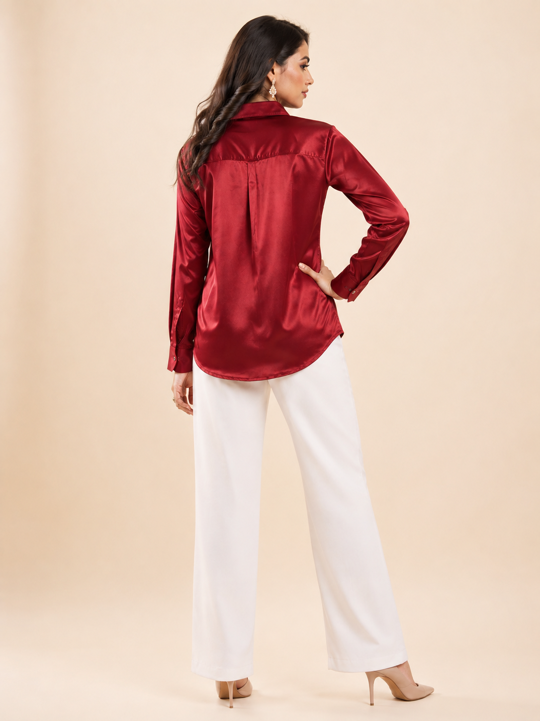 Maroon Mashru Silk Shirt