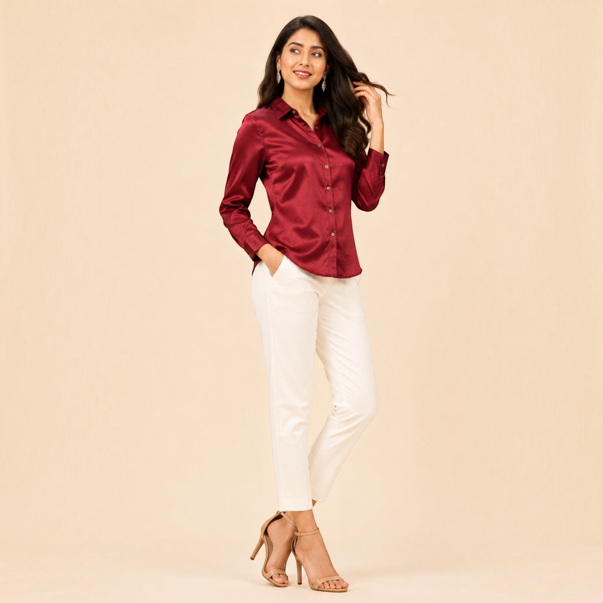 Maroon Mashru Silk Shirt