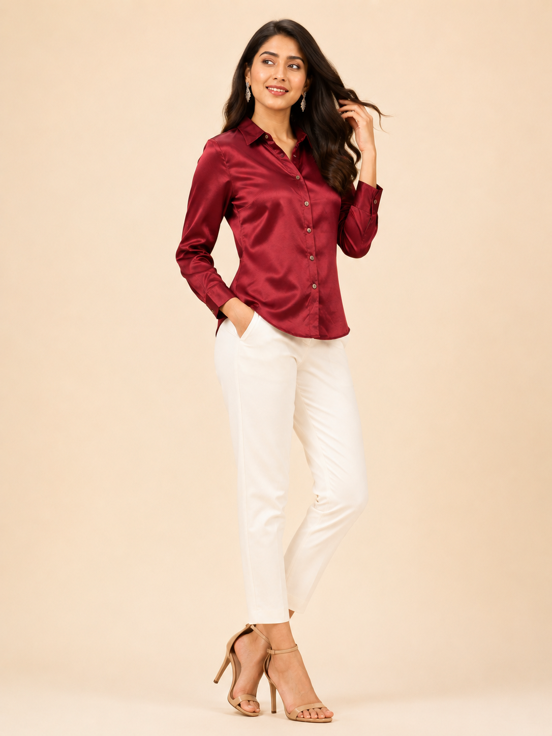 Maroon Mashru Silk Shirt