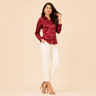 Maroon Mashru Silk Shirt