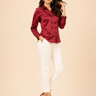 Maroon Mashru Silk Shirt