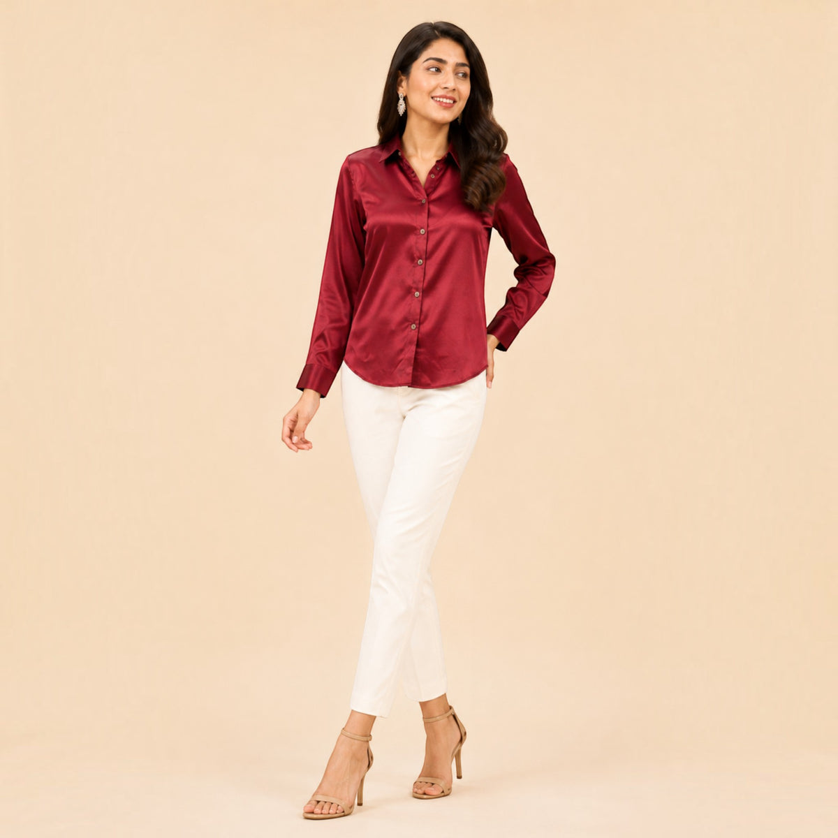 Maroon Mashru Silk Shirt
