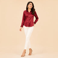 Maroon Mashru Silk Shirt