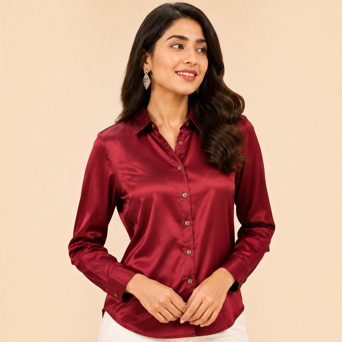 Maroon Mashru Silk Shirt