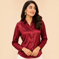Maroon Mashru Silk Shirt