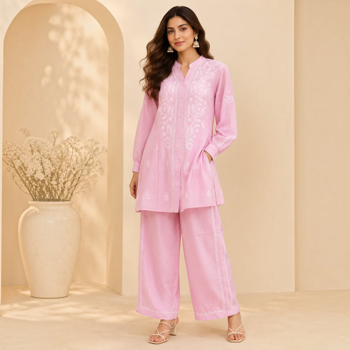 Pink Chanderi Silk Coords Set