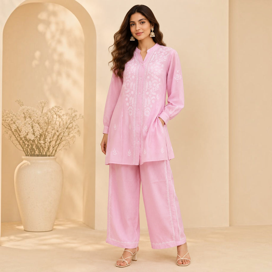 Pink Chanderi Silk Coords Set