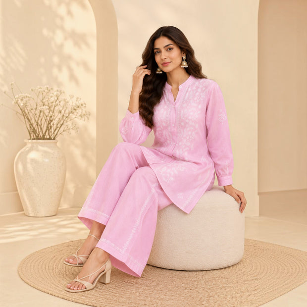 Pink Chanderi Silk Coords Set