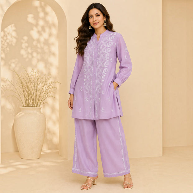 Purple Chanderi Silk Coords Set