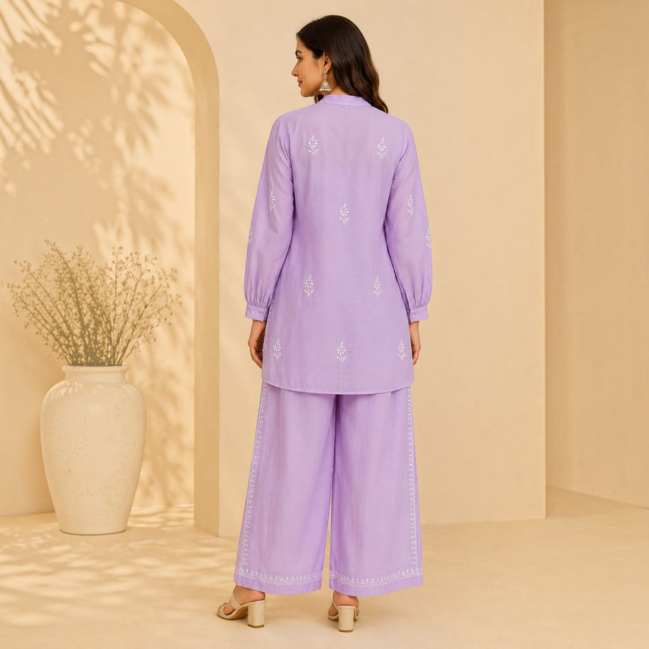 Purple Chanderi Silk Coords Set