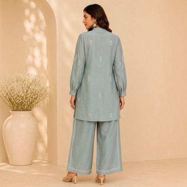 Teal Green Chanderi Silk Coords Set