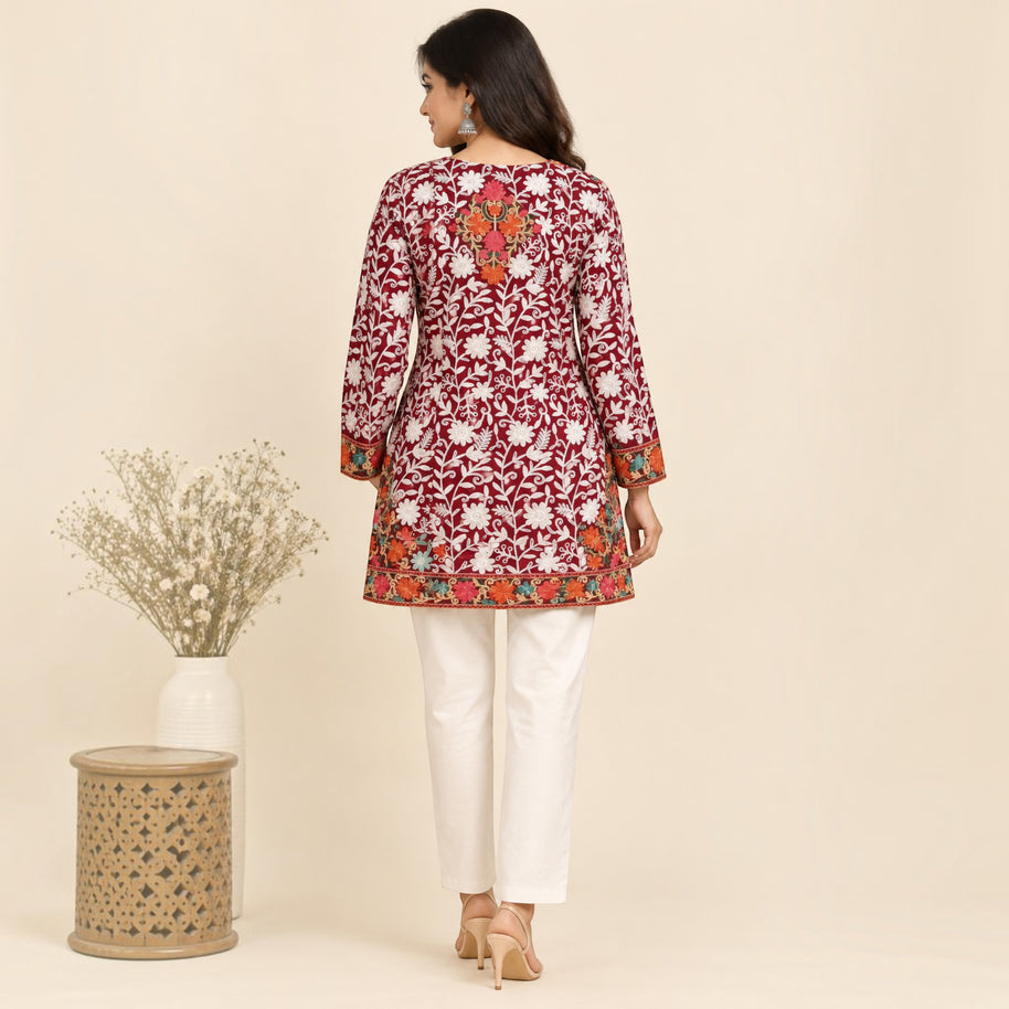 Maroon Georgette Short Top