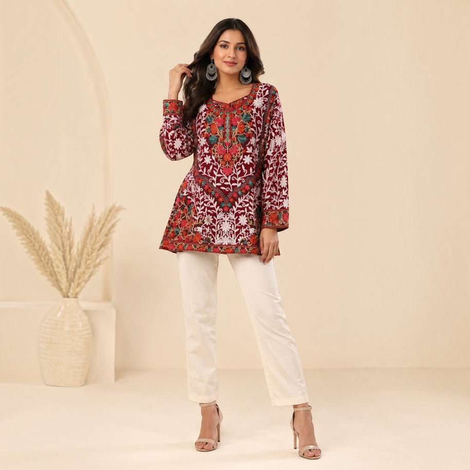 Maroon Georgette Short Top