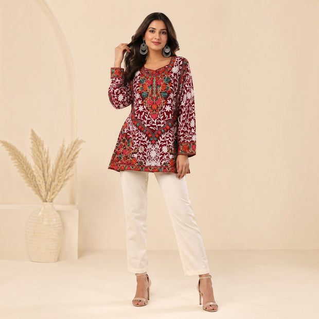 Maroon Georgette Short Top
