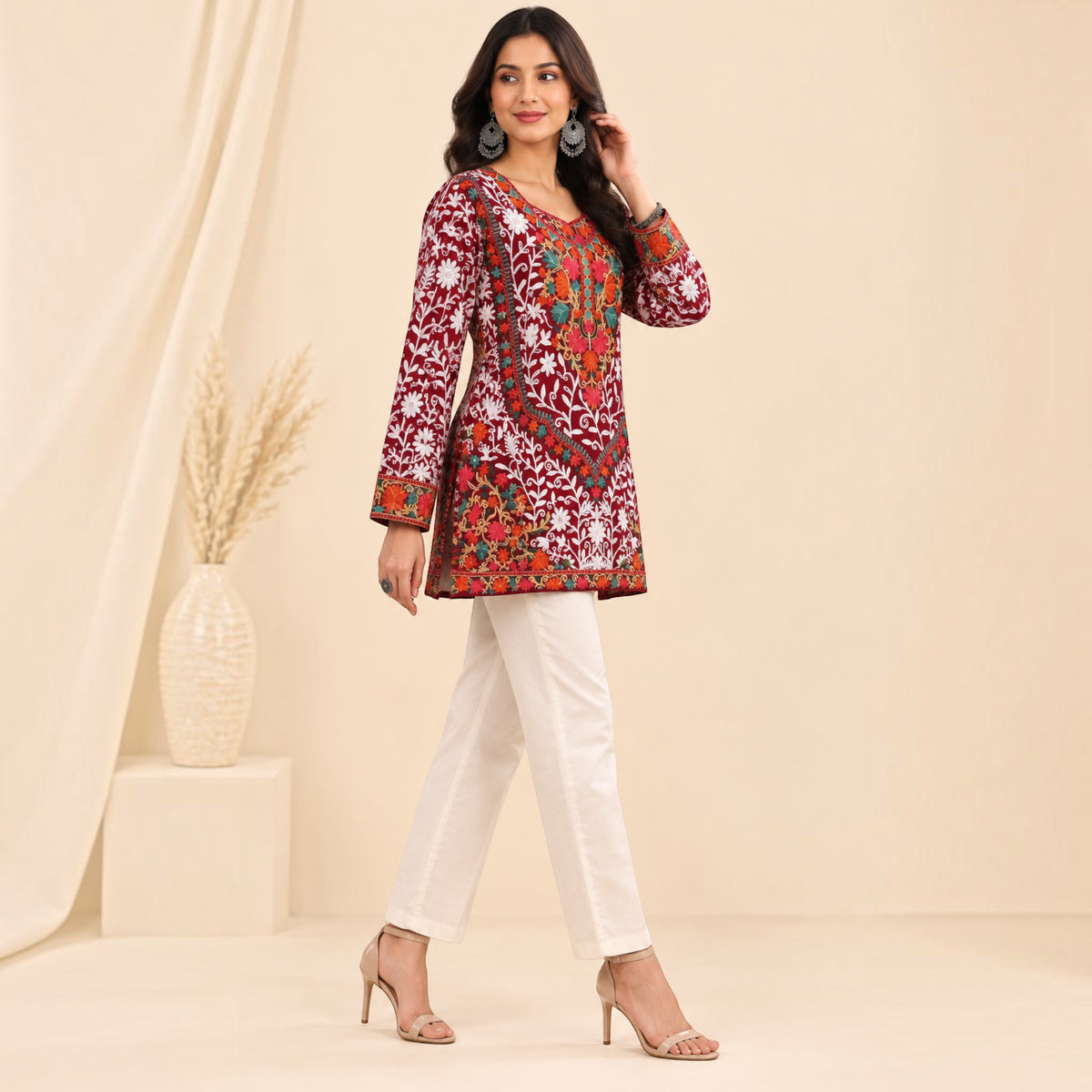 Maroon Georgette Short Top