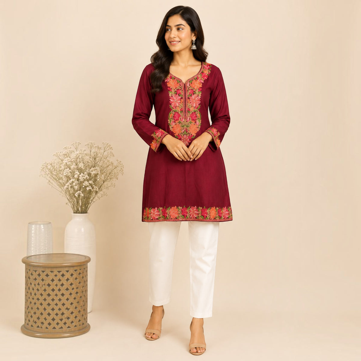 Maroon Cotton Short Top