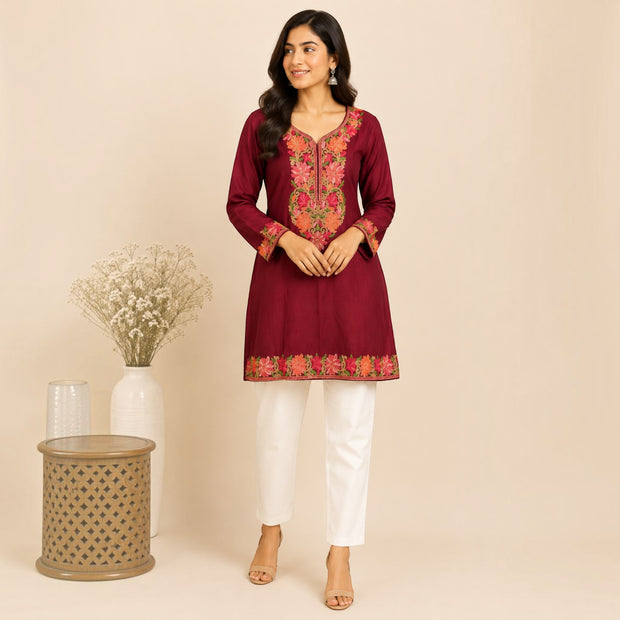 Maroon Cotton Short Top