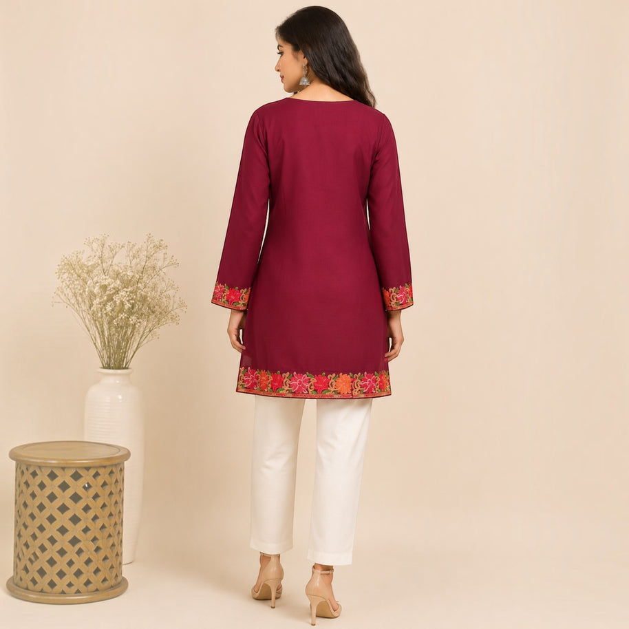 Maroon Cotton Short Top