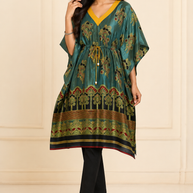 Green Mashru Silk Kaftan