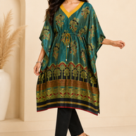 Green Mashru Silk Kaftan