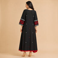 Black Red Handloom Jamdani Cotton Dress