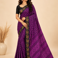 Purple Floral Cotton Saree