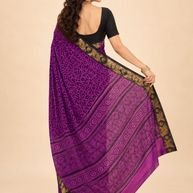Purple Floral Cotton Saree