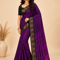 Purple Floral Cotton Saree