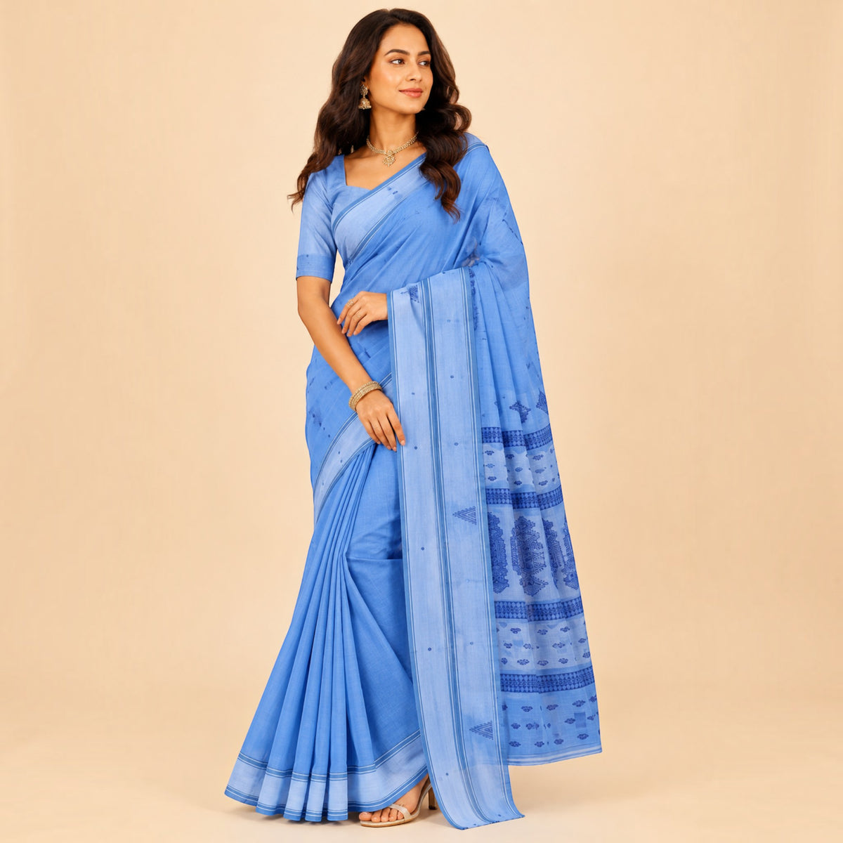 Blue Cotton Saree