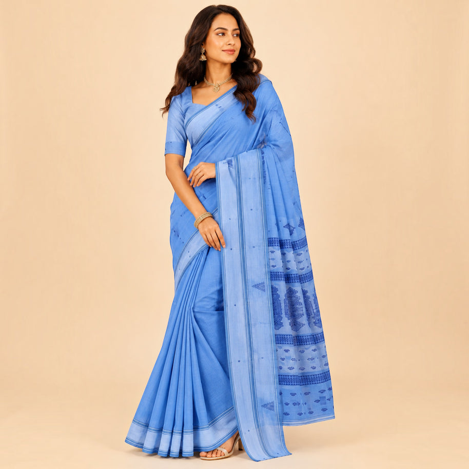 Blue Cotton Saree
