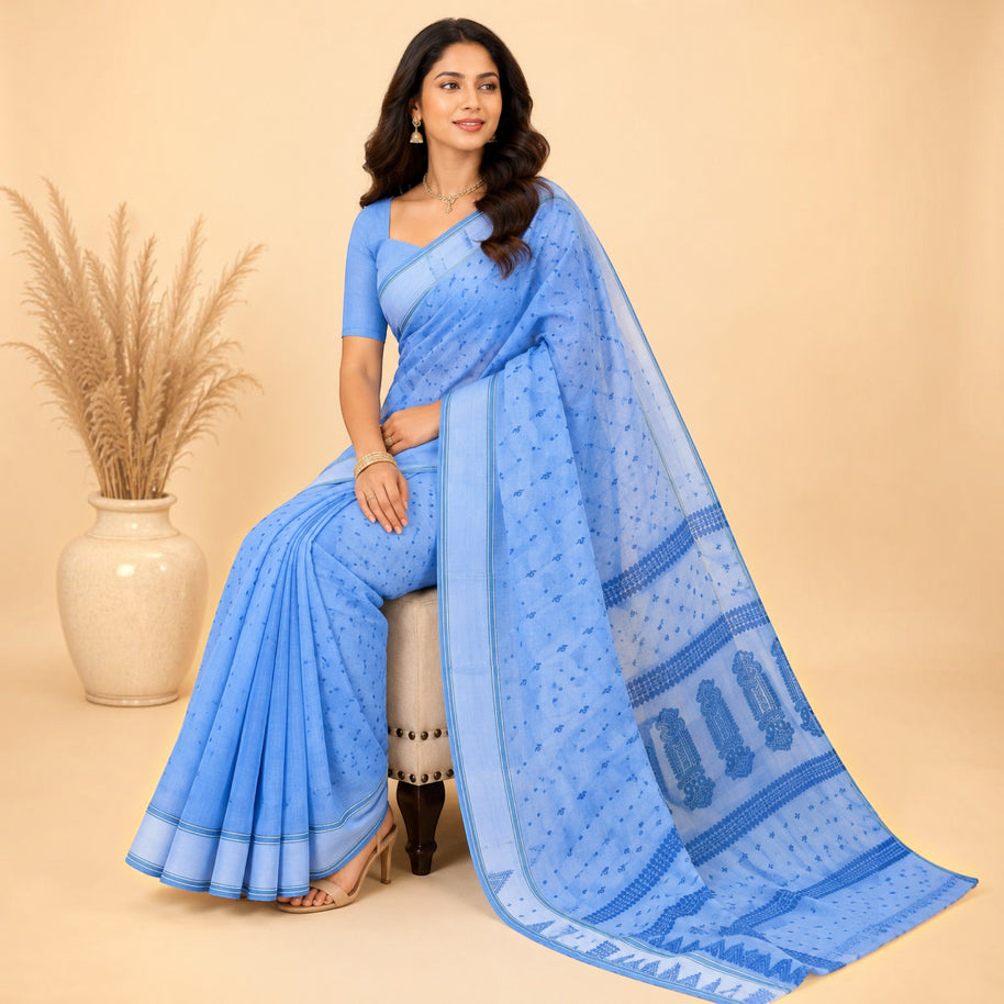 Blue Cotton Saree