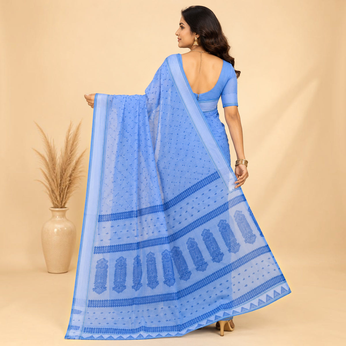 Blue Cotton Saree