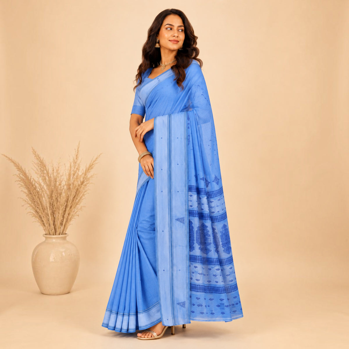Blue Cotton Saree