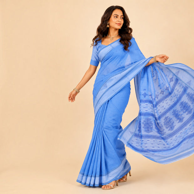 Blue Cotton Saree
